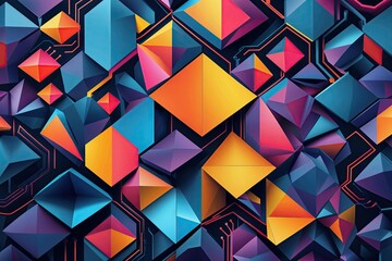 Poster - Geometric Polygonal Background for Abstract Technology Network Design