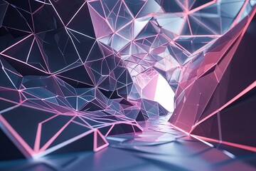 Poster - Contemporary Technology Design Featuring Polygonal Lines and Geometric Patterns