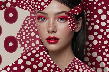 Poster - Stylish Digital Design Trends with Crimson Dot Pattern Layout
