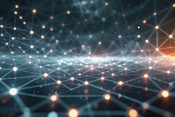 Poster - Futuristic Abstract Digital Background with Glowing Grey Plexus Geometric Points and Lines in Big Data Network