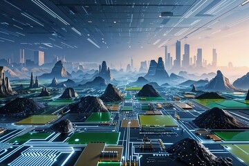 Poster - Futuristic Modular Circuit Board Environment for Advanced Technology and Communication