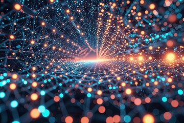Poster - Abstract Technology Particle Mesh Background for Digital Networking and System Connections