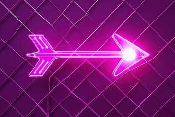 Poster - Vibrant Fuchsia Arrow Illuminating a Diagonal Grid on a Magenta Background