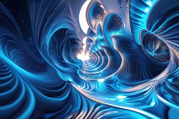 Poster - Sophisticated Blue Abstract Technology Background Featuring Fractal and Geometric Designs
