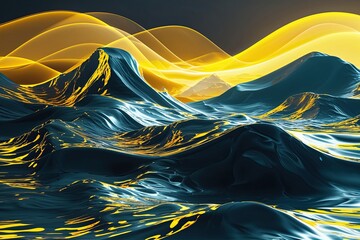 Poster - Stunning Abstract Wave Background with Bright Yellow Light for Business and Corporate Design