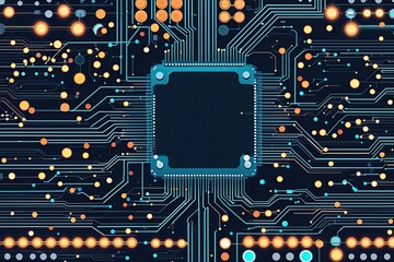Poster - Vibrant Electronic Circuitry Motif with Dots and Lines for Modern Technology Design