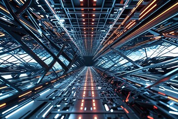Poster - Futuristic Cyber Structure Background with Dynamic Weave and Interlaced Lines