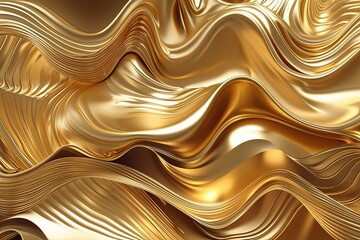 Poster - Futuristic Gold Abstract Background with Seamless Wavy Patterns and Dynamic Flow