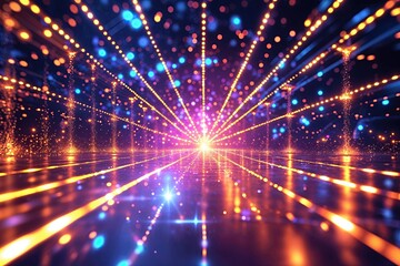 Poster - Vibrant Digital Energy Field Backdrop with Sparkling Lights and Abstract Technology