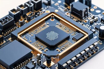 Leinwandbilder - Minimalist Circuit Board Design with Geometric Precision for Smart Technologies and Data Visualization