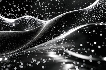 Poster - futuristic monochrome black and white background with shimmering particles and dynamic texture