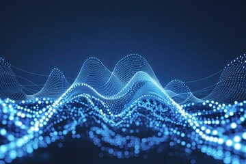 Poster - Blue-White Digital Wave Background for Smart Technology Networks and Communication
