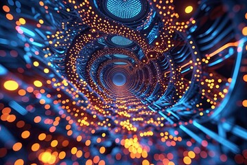 Poster - Vivid Particle Texture Weave in a Futuristic Technological Wave System