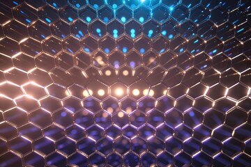 Poster - Radiant Hexagonal Mesh Pattern with Stunning Light Effects and Geometric Design