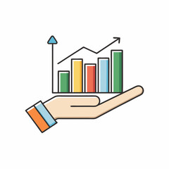 Aufkleber - Hand holding growing bar graph showing success and growth