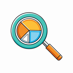Aufkleber - Magnifying glass analyzing pie chart data business analytics