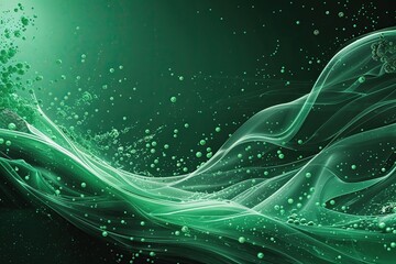 Poster - emerald futuristic background with flowing particles and dynamic vector imagery
