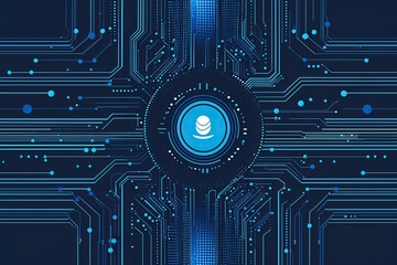 Poster - Intricate Smart Technology Canvas with Dynamic Line and Dot Overlay in Navy and Cyan
