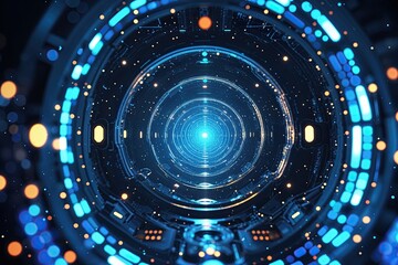 Poster - Blue Abstract Technology Background with Light Effects in Outer Space