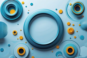 Poster - Playful Cyan Halftone Ring Background for Modern Technology Illustration
