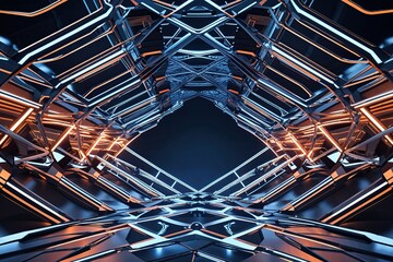 Poster - Dynamic Cybernetic Structure Background with Interwoven Lines and Futuristic Design