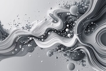 Poster - futuristic grey and white abstract background with dynamic flowing particles for contemporary techno