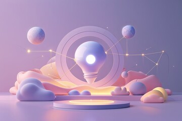 Poster - Elegant Pastel Background Poster Highlighting Advanced Technology Interactions and Connectivity