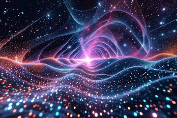 Poster - Advanced Digital Wave and Particle Spectrum Background Vector for Technology Textures