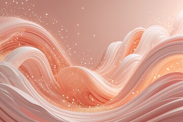 Poster - futuristic pastel peach wave background with twinkling particles for modern digital displays