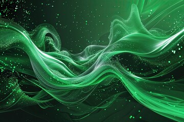 Poster - emerald futuristic background featuring dynamic vector imagery and flowing particles