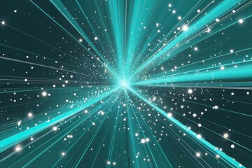Poster - Elegant Teal Abstract Background Featuring Luminous Particles and Modern Design