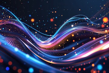 Poster - Futuristic Sleek Digital Wave Design with Vibrant Particles and Smooth Motion