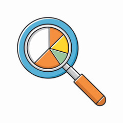 Aufkleber - Magnifying glass analyzing pie chart data business analytics
