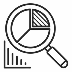 Aufkleber - Magnifying glass analyzing pie chart and bar graph data