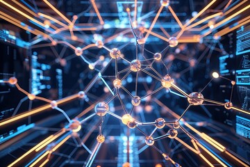 Poster - Futuristic Aesthetic Organic Connection Design in Digital Network Visualization
