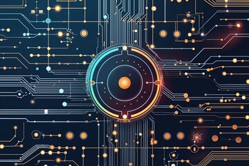 Poster - Futuristic Circuit Design with Electronic Lines and Dots