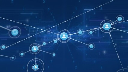 Poster - Target appearing morphing into glowing user icon, linking nodes visualizing network growth