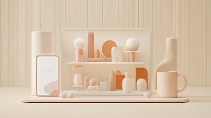 Leinwandbilder - A display of decorative objects in muted tones.