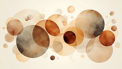 Poster - Abstract Watercolor Circles Brown and Beige Tones