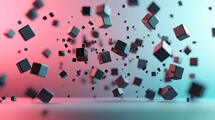 Aufkleber - Abstract design with many cubes in motion.