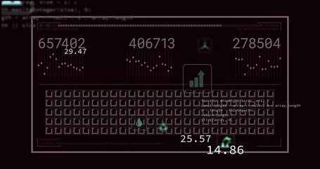 Aufkleber - Opening dashboard starting numbers climbing, rippling charts and shifting icons to visualize surge