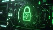© FimCraft - Futuristic green digital padlock with circuit board interface symbolizing cybersecurity and data protection
