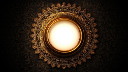 Poster - Ornate gold frame with dark background.