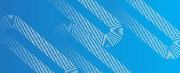 Poster - blue geometric abstract background overlapping layers on bright space with line effect decoration. c