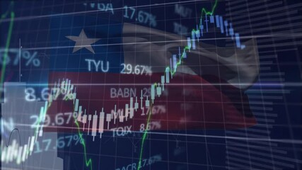 Poster - Opening showing Chilean flag waving financial overlay fading in tickers, charts rising, descending
