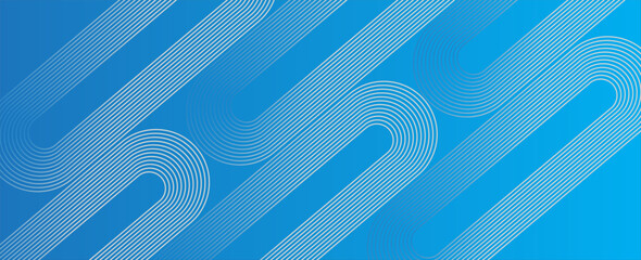 Poster - blue geometric abstract background overlapping layers on bright space with line effect decoration. c