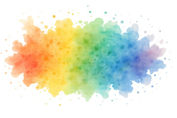 Poster - Colorful watercolor splash forming a rainbow gradient on a transparent background, ideal for creative projects