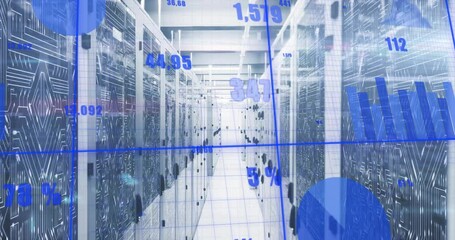 Poster - Data center corridor appearing with 25% overlay animating charts, updating percents showing growth