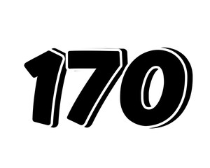 Poster - Stylized black number 170 on transparent background, with a bold, 3D appearance and shadow effects for added depth and dimension.
