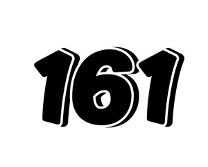 Poster - Stylized black number 161 on transparent background, with a bold, 3D appearance and shadow effects for added depth and dimension.